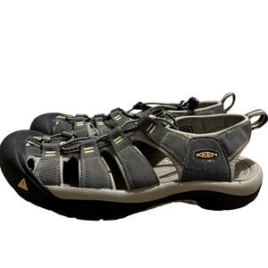 Keen Men's Newport H2 Navy/Medium Grey Bump Toe Quick-Lace Bungee Shoes Sz 12